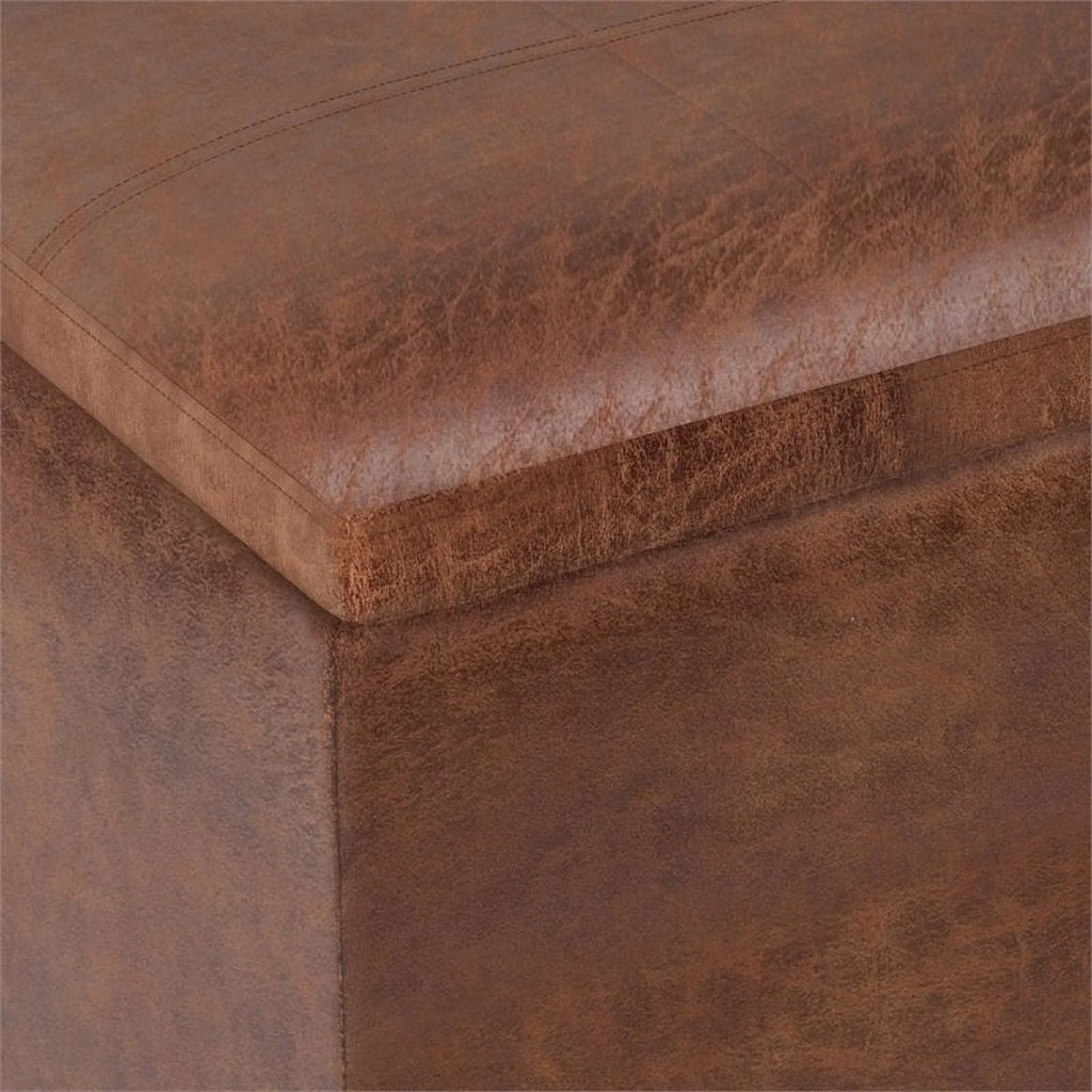 Faux Leather Storage Ottoman E344427