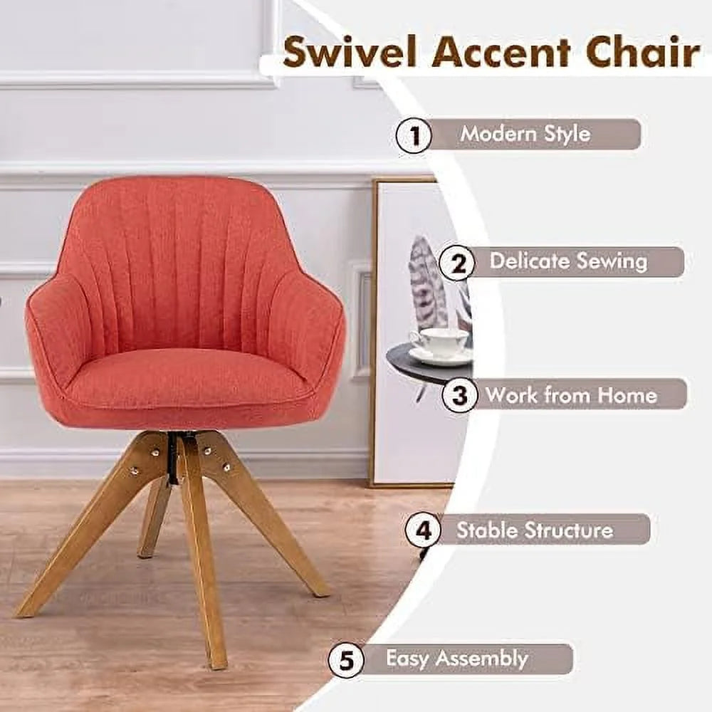 Mid Century Linen Fabric Swivel Desk Chair K16557
