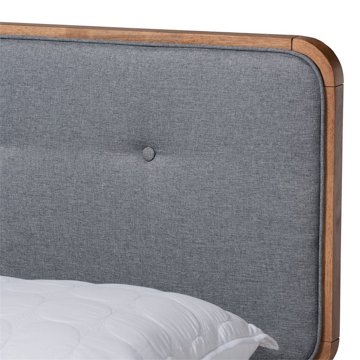 Gray Upholstered Wood King Size Platform Bed M13558