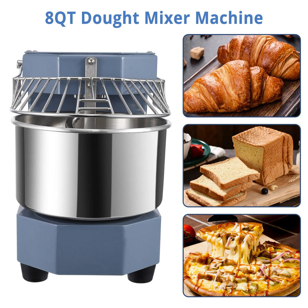 Commercial Dough Mixer, 8Qt Capacity, 450W Dual Rotating Dough Kneading Machine with Stainless Steel Bowl, Safety Shield, 110V N36888