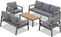 5 Pieces Aluminum Patio Furniture Set with Coffee Table and Cushions I884