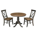 36" Round Wood Table with 2 X-Back Chairs 3 Piece Set H8194