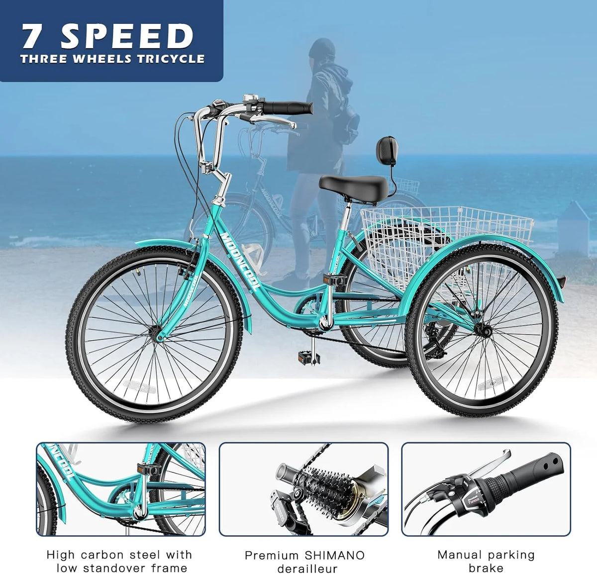 20/24/26 inch 7 Speed Adult Tricycle with Basket H677111