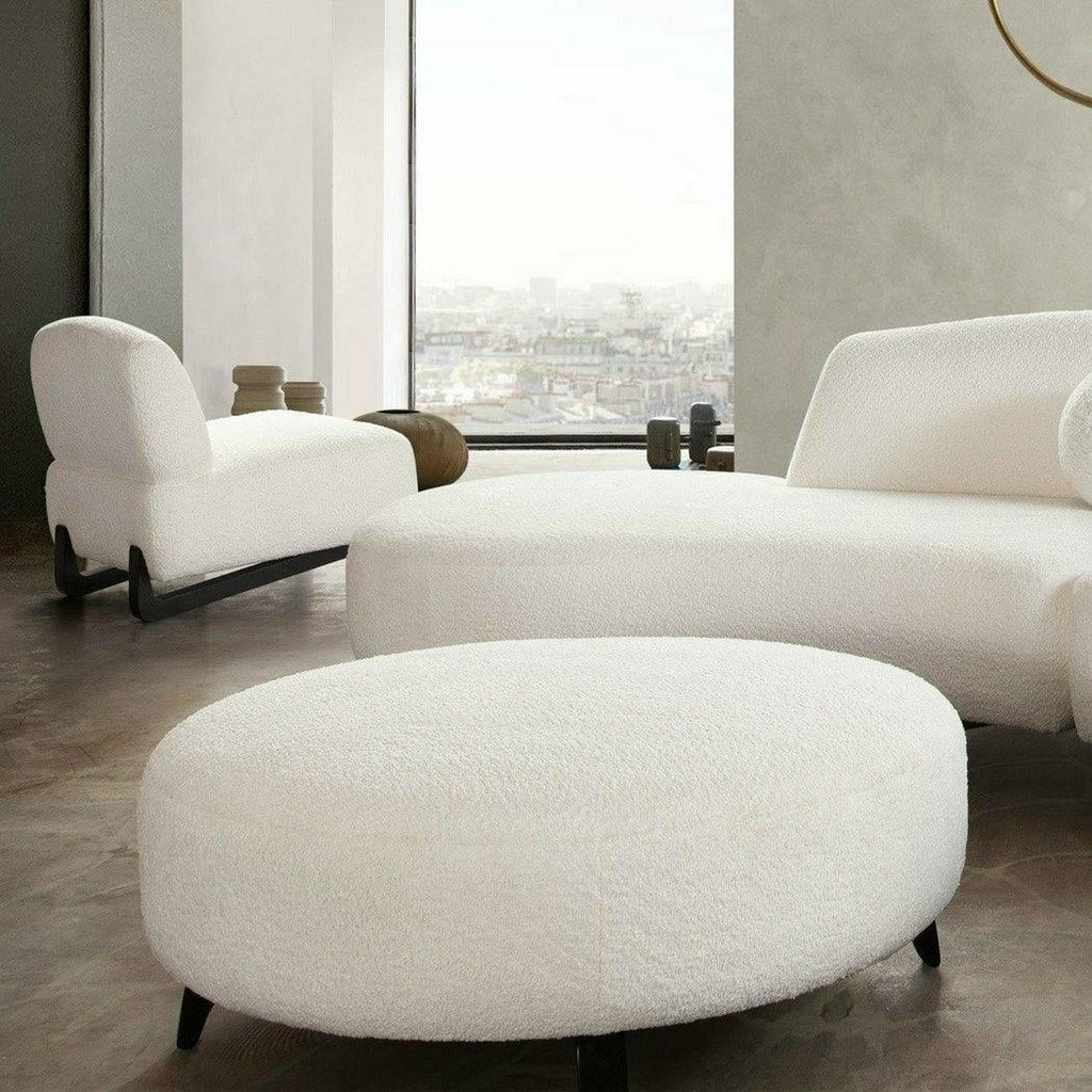 Faux White Shearling Armless Chair with Black Wood Leg Base S80966