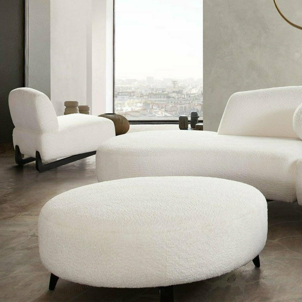 Faux White Shearling Armless Chair with Black Wood Leg Base S80966