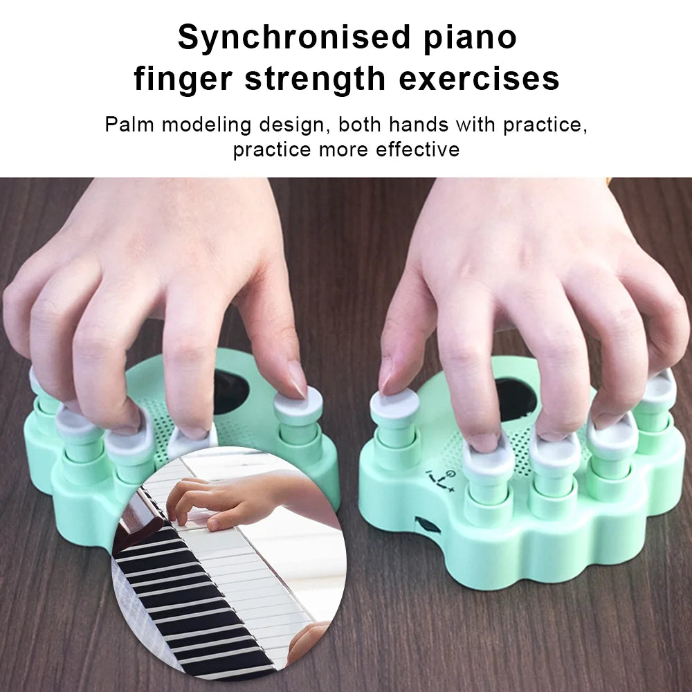 Hand Exerciser Trainer, 2Pcs Piano Hand Shape Corrector, Hand Strengthener with Speaker, Silicone Button, Anti-slip Design X487
