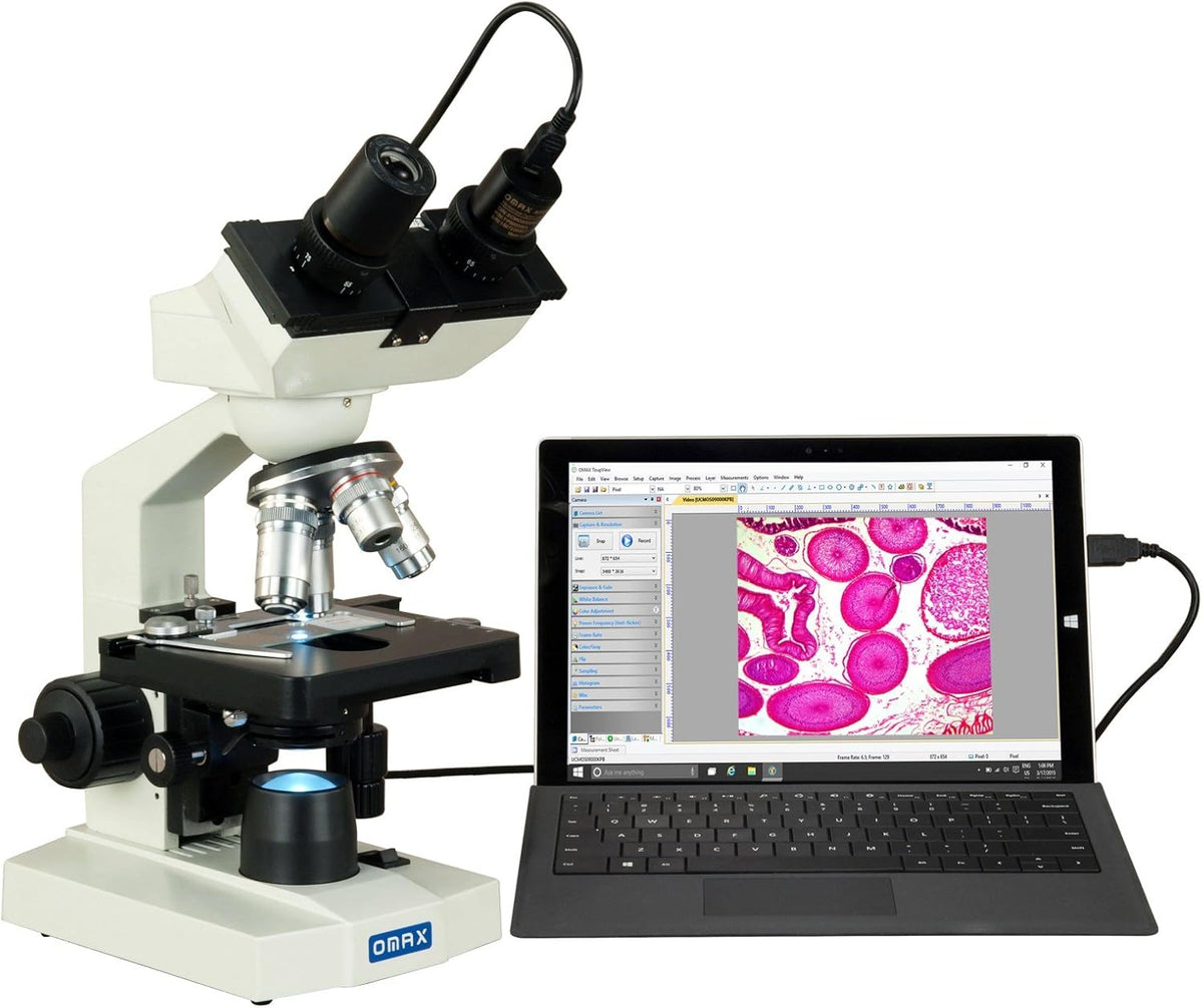 40X-2500X LED Binocular Lab Compound Microscope with 5MP Camera and Mechanical Stage P738521