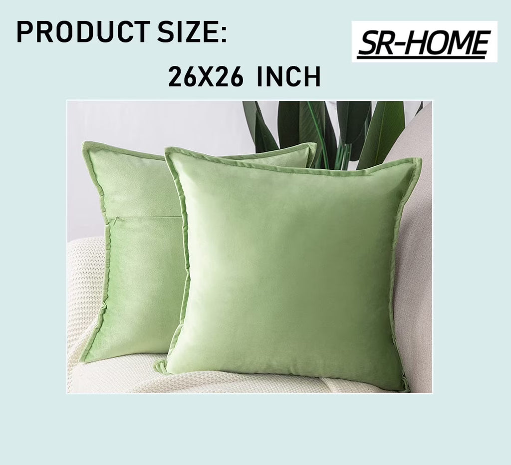 Set of 2 Velvet Decorative Throw Pillow Covers Square with Fringe Cushion Case R850