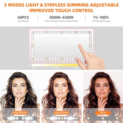 Rechargeable Clip-on Car Sun Visor Vanity Mirror with 3 Light Modes B98622