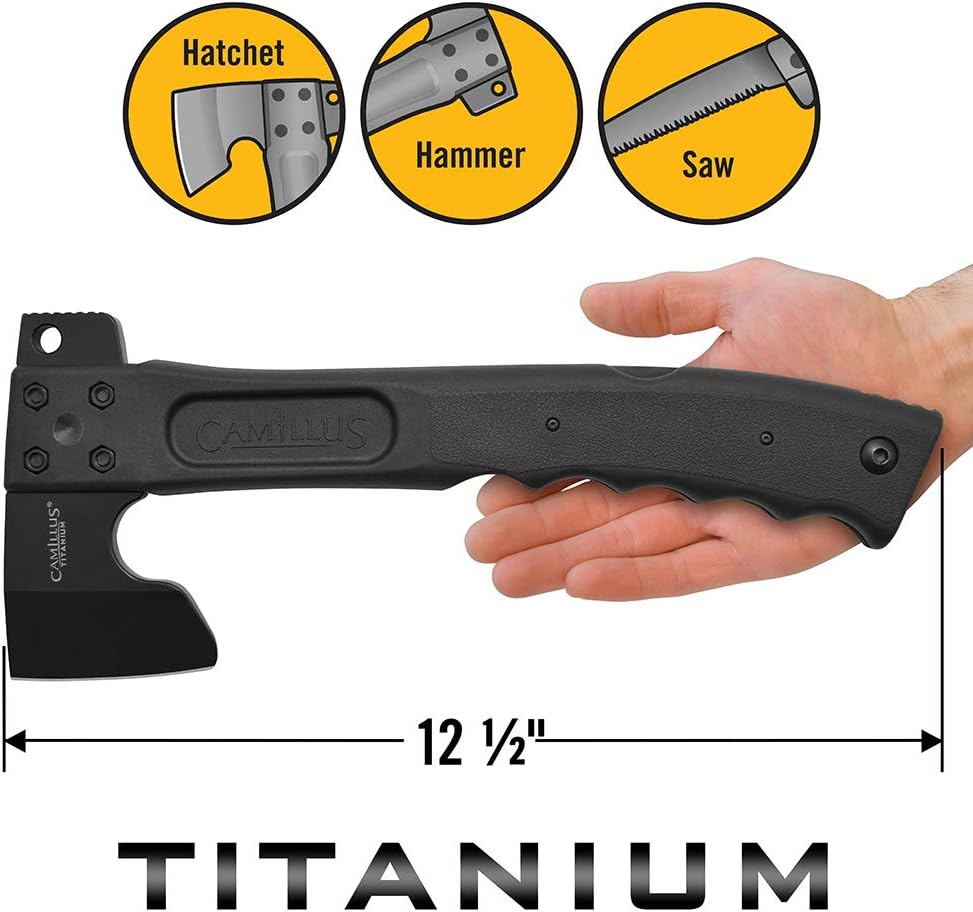 Black Hatchet with Folding Saw & Sheath Y77536