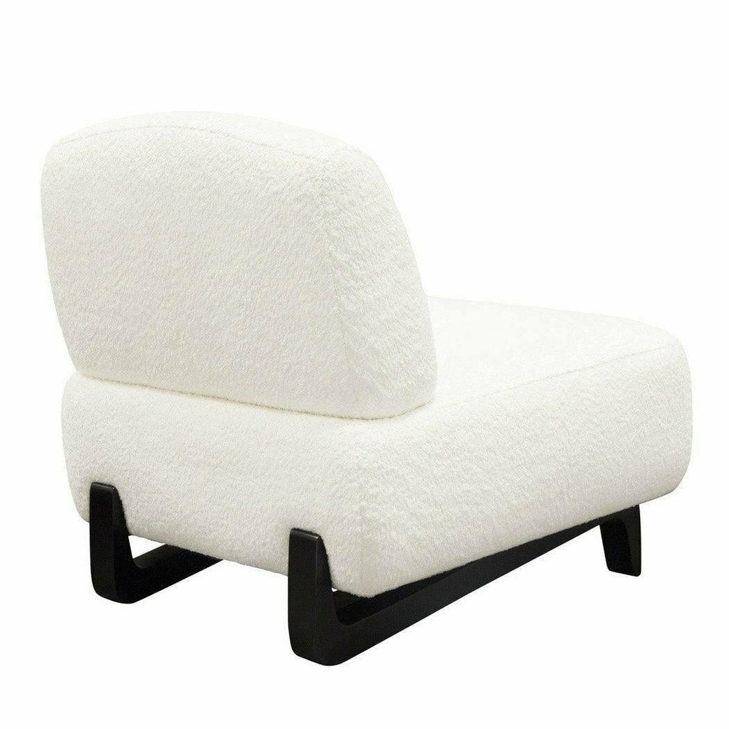 Faux White Shearling Armless Chair with Black Wood Leg Base S80966