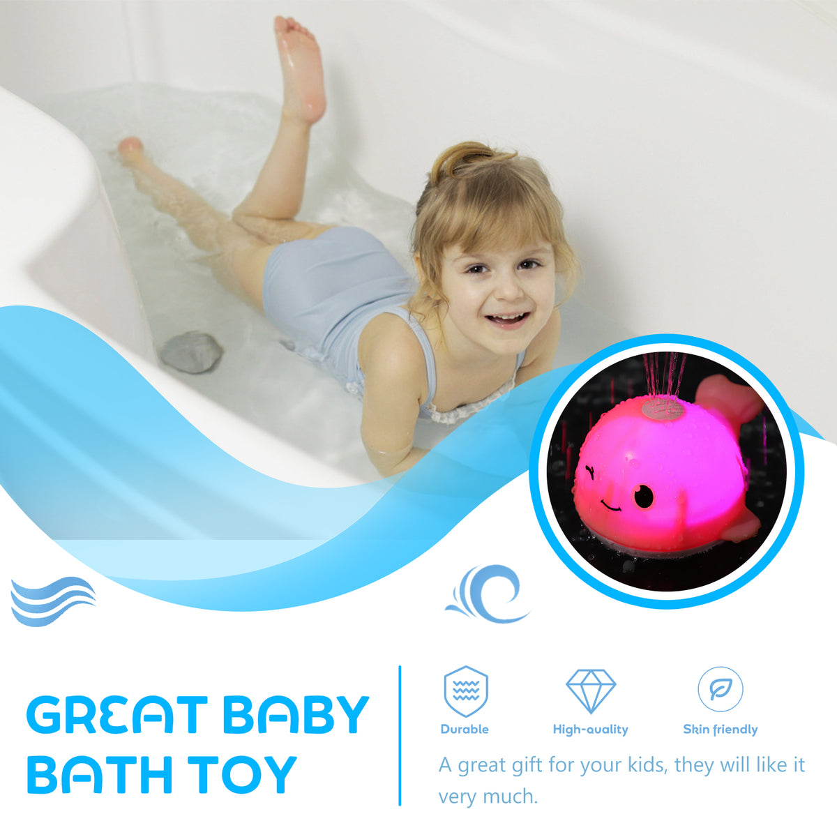 Pink Plastic Spouting Whale Baby Bath Toy T514