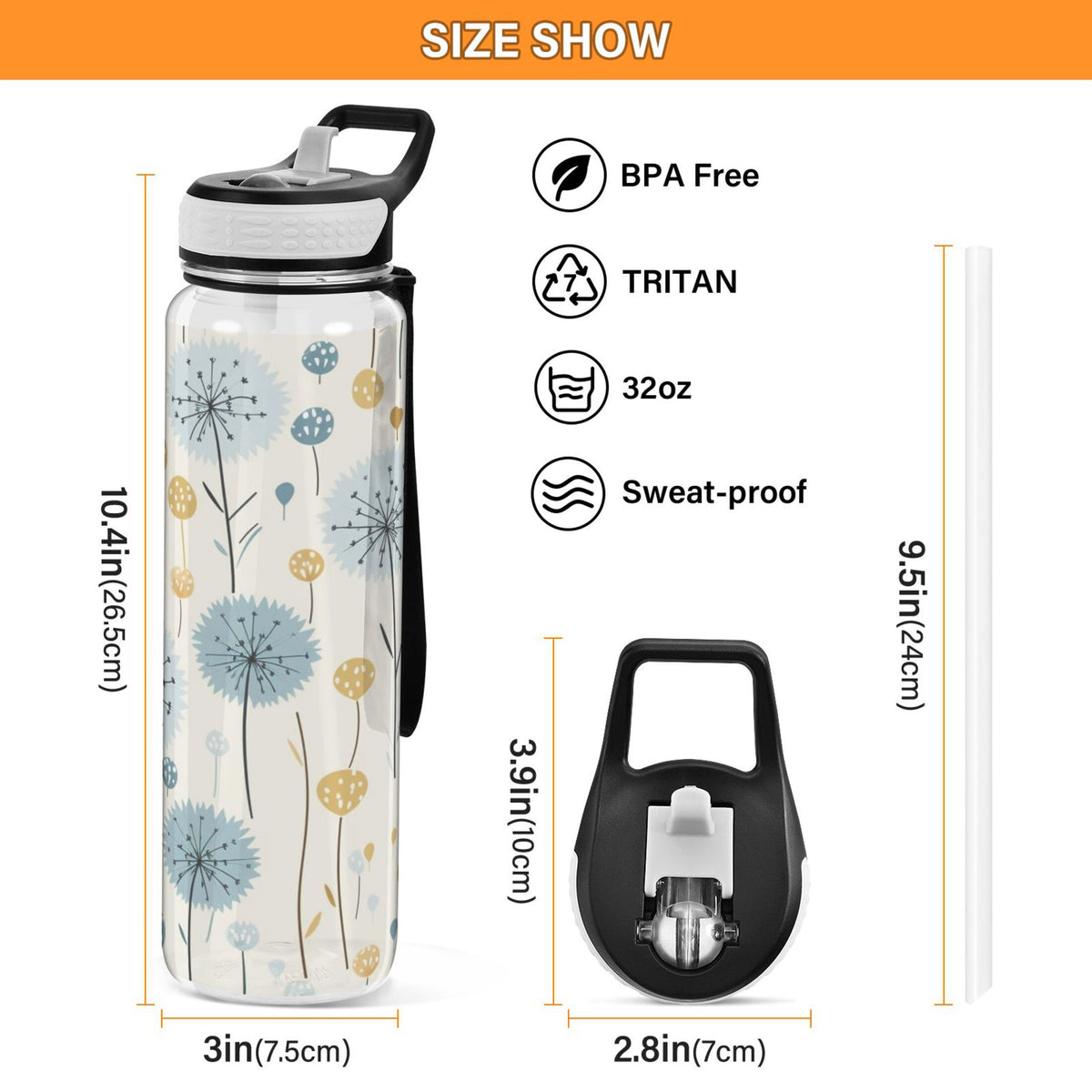 32oz Leakproof Tritan Water Bottle with Straw T22205