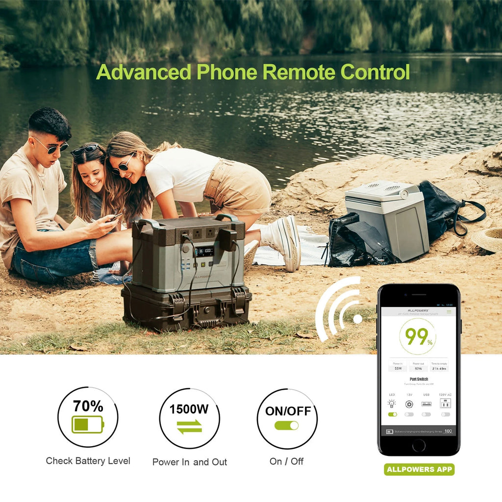 2000W 1500Wh Portable Power Station with 2 Pack 100W Foldable Solar Panel J983