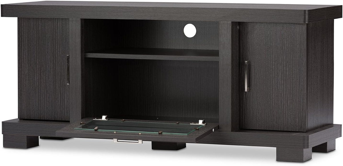 Dark Brown Wood TV Cabinet with 2 Doors H63662