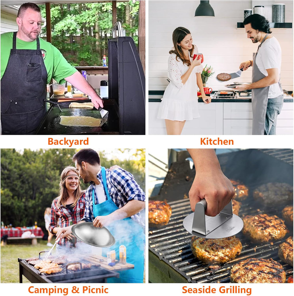15 Pcs Flat Top Grill Accessories Kit with Spatula Set, Basting Cover and Burger Press I673