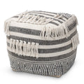 Grey and Ivory Handwoven Pouf Ottoman E552