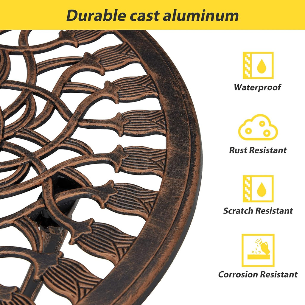 3 Piece Cast Aluminum Bistro Table Set with Umbrella Hole S268