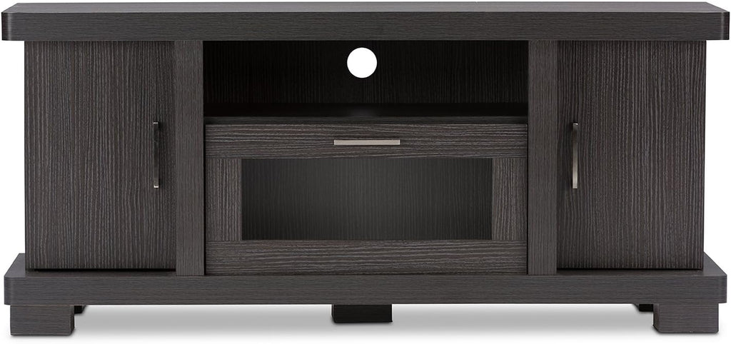 Dark Brown Wood TV Cabinet with 2 Doors H63662