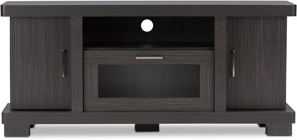 Dark Brown Wood TV Cabinet with 2 Doors H63662
