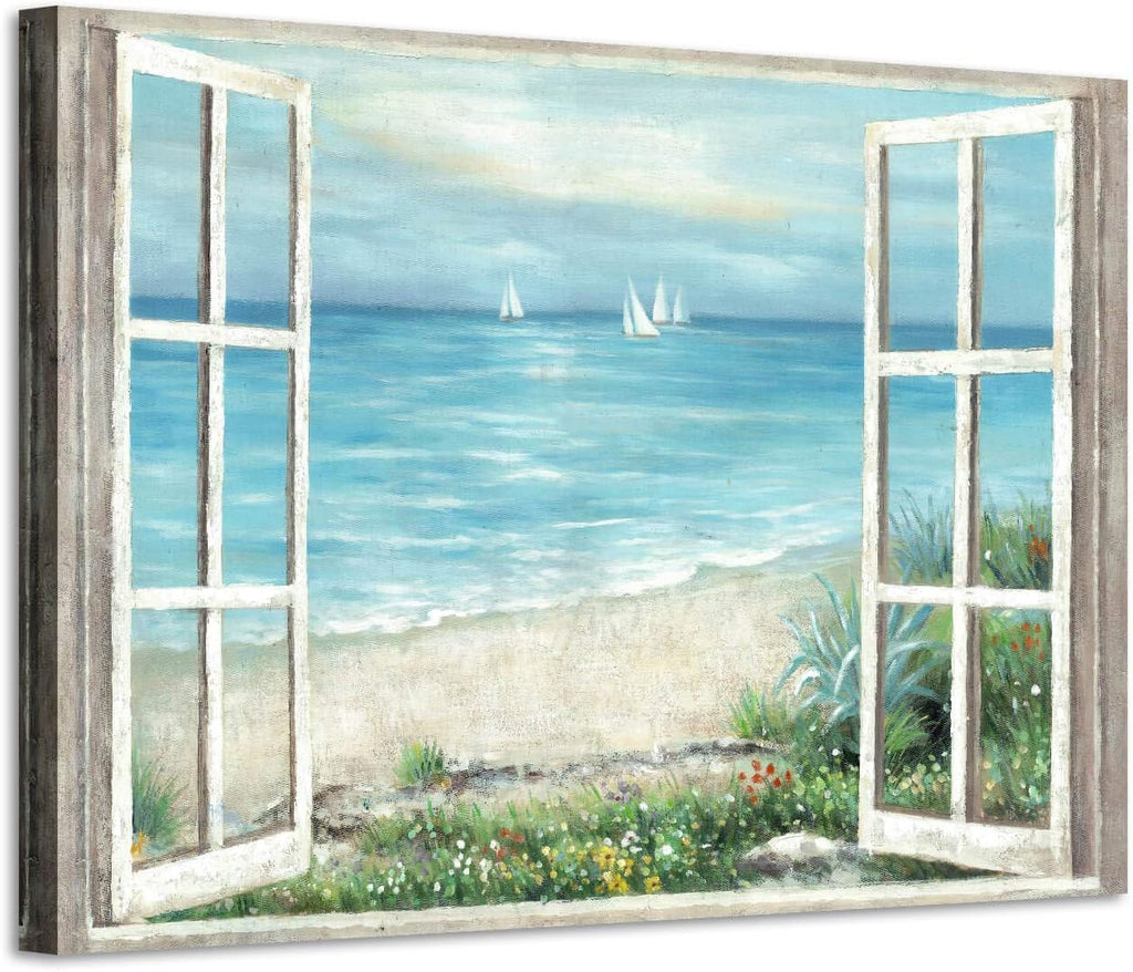 Abstract Sea View Wall Art Canvas Painting 36''W x 24''H X435