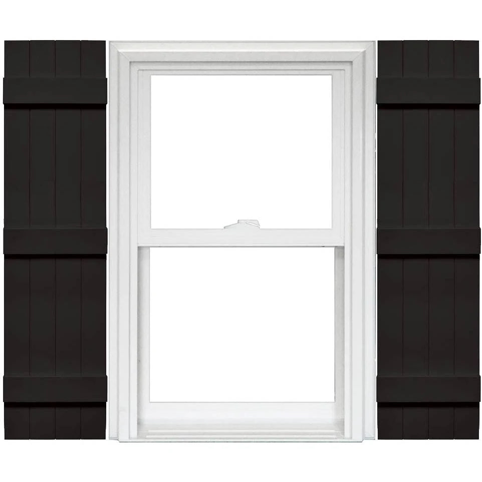 4 Board and Batten Joined Vinyl Shutters (1 Pair) - 14 x 63 Black L8699