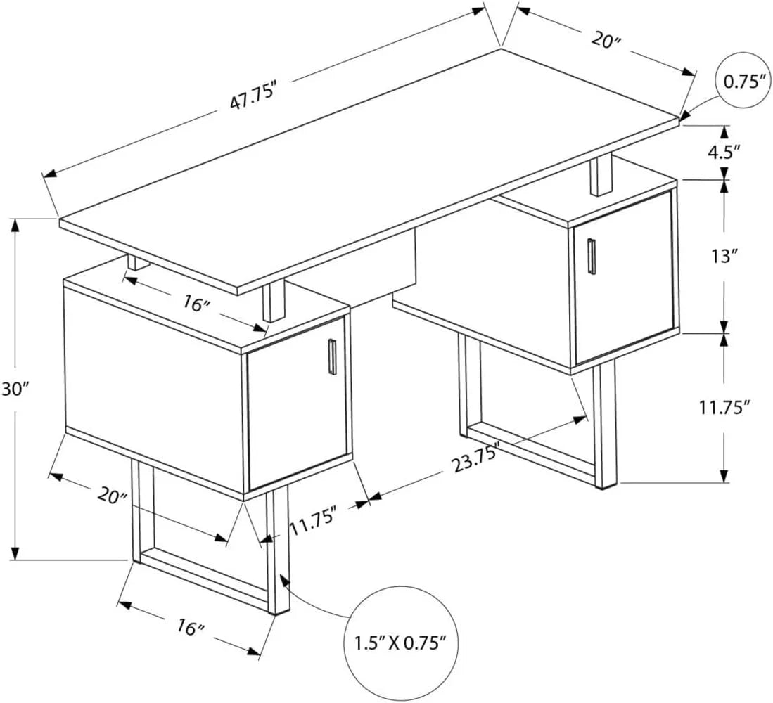 White Metal Laminate Computer Desk X4912