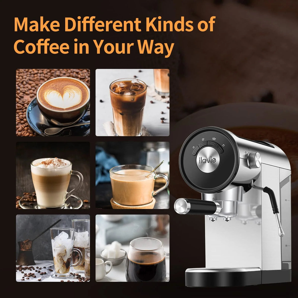 20 Bar Espresso Machine with Milk Frother Steam Wand T838