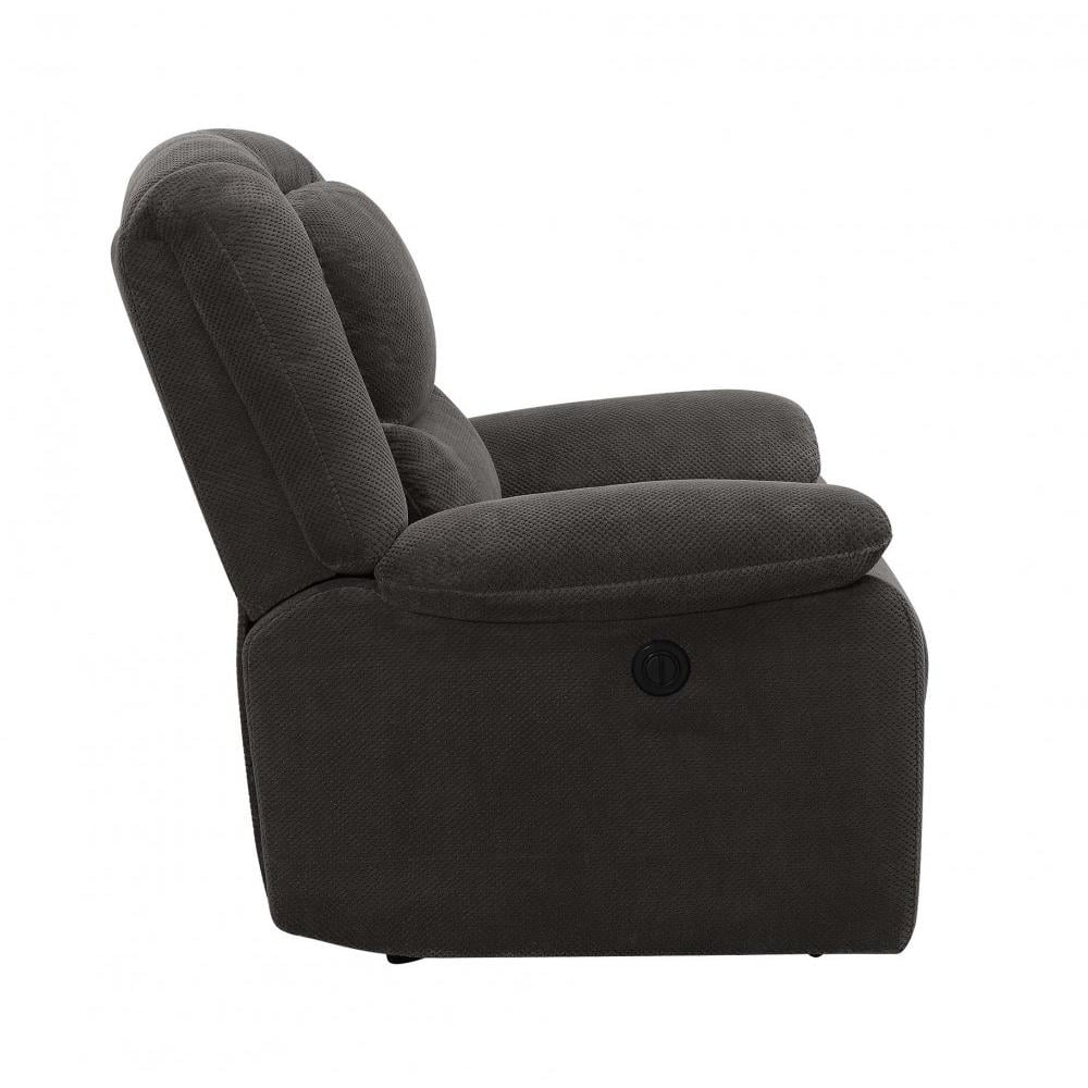 Gray Fabric Push-Button Power Recliner F502234
