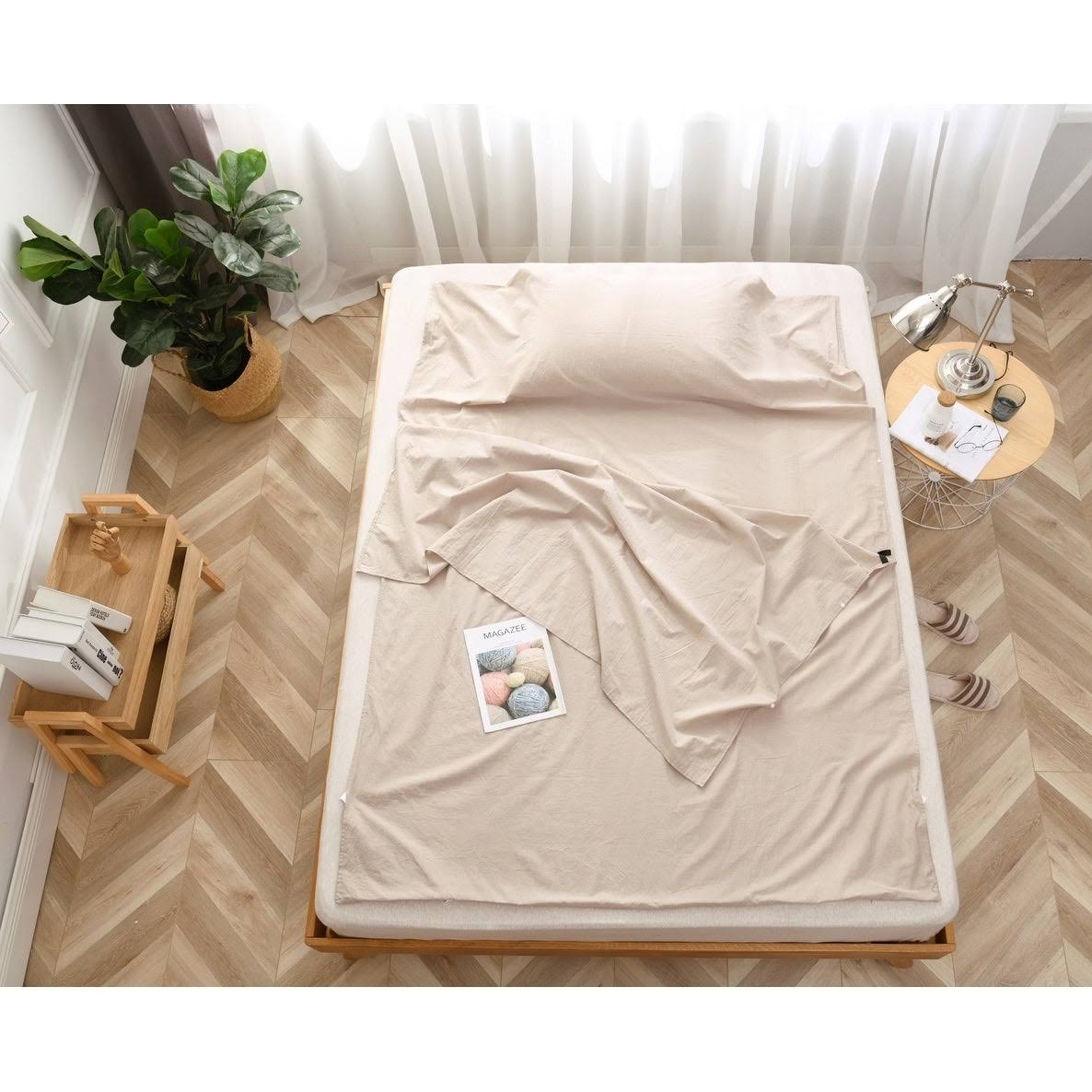 Queen Khaki Packable Travel Airbed Sheet Set with Carrying Bag F73561