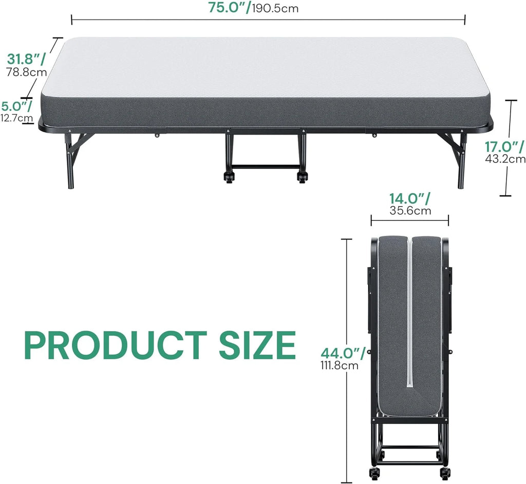 Folding Bed with 5" Memory Foam Mattress E576608